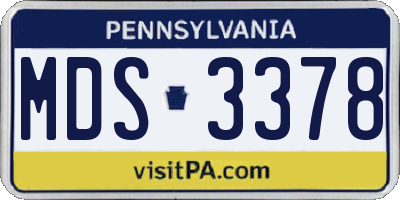 PA license plate MDS3378
