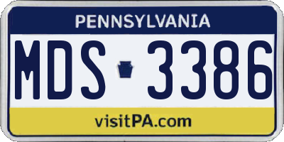 PA license plate MDS3386