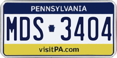 PA license plate MDS3404