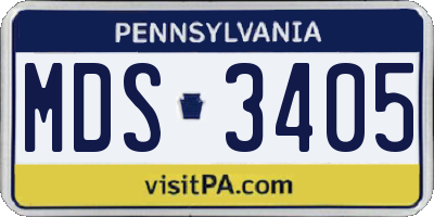 PA license plate MDS3405