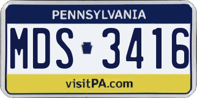 PA license plate MDS3416