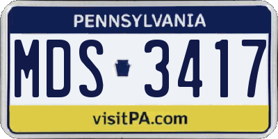 PA license plate MDS3417