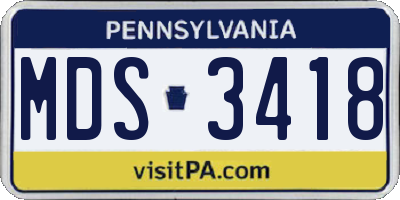 PA license plate MDS3418