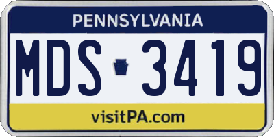 PA license plate MDS3419
