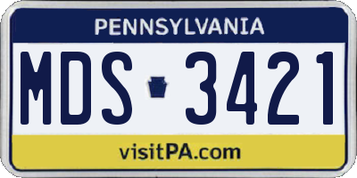 PA license plate MDS3421