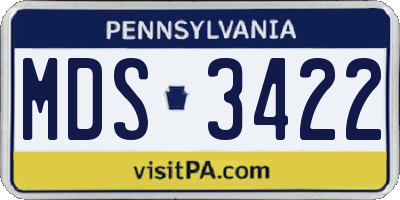 PA license plate MDS3422