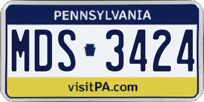 PA license plate MDS3424