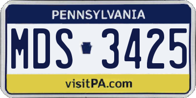 PA license plate MDS3425