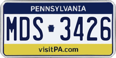 PA license plate MDS3426
