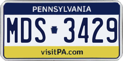 PA license plate MDS3429