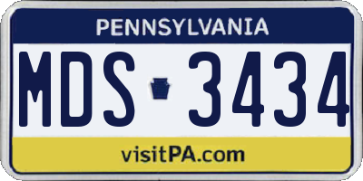 PA license plate MDS3434