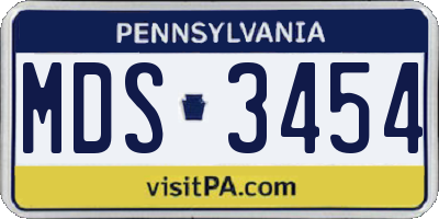 PA license plate MDS3454