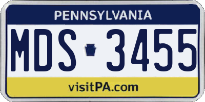 PA license plate MDS3455