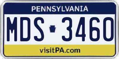 PA license plate MDS3460