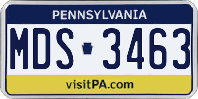 PA license plate MDS3463