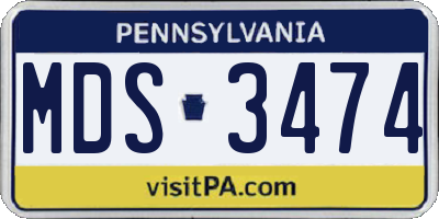 PA license plate MDS3474