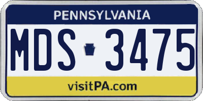 PA license plate MDS3475