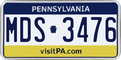 PA license plate MDS3476