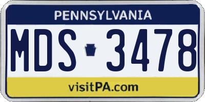 PA license plate MDS3478