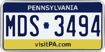 PA license plate MDS3494