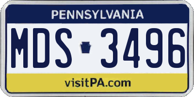 PA license plate MDS3496