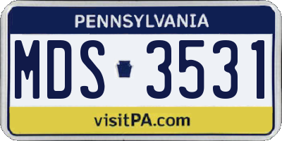 PA license plate MDS3531