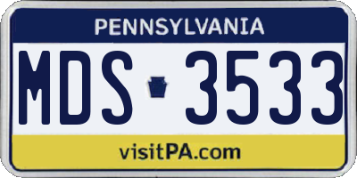 PA license plate MDS3533