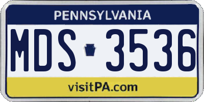 PA license plate MDS3536
