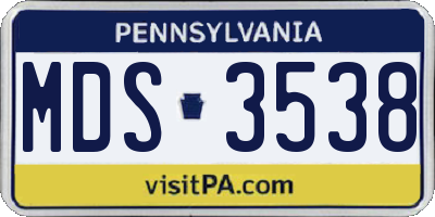 PA license plate MDS3538