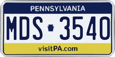 PA license plate MDS3540