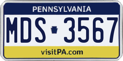 PA license plate MDS3567