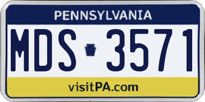 PA license plate MDS3571