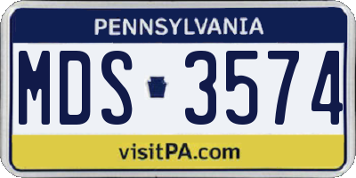 PA license plate MDS3574