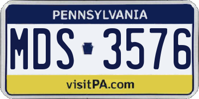 PA license plate MDS3576