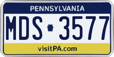 PA license plate MDS3577
