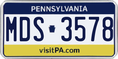 PA license plate MDS3578