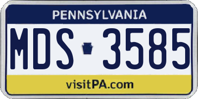 PA license plate MDS3585