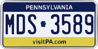 PA license plate MDS3589
