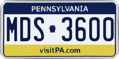 PA license plate MDS3600