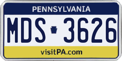 PA license plate MDS3626