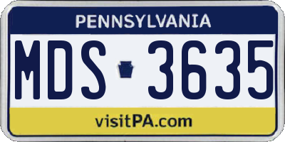 PA license plate MDS3635