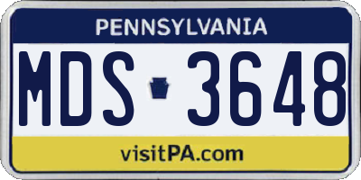 PA license plate MDS3648