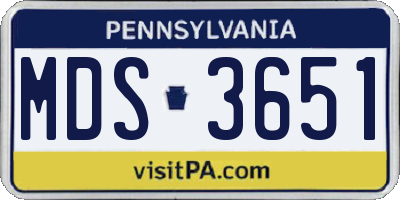 PA license plate MDS3651