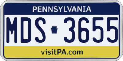 PA license plate MDS3655