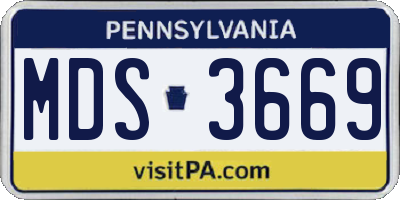PA license plate MDS3669
