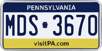 PA license plate MDS3670