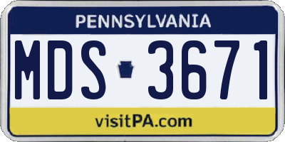 PA license plate MDS3671