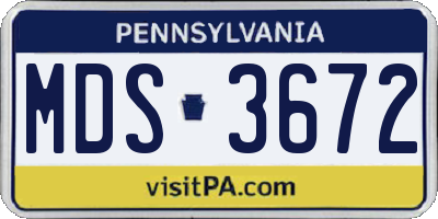 PA license plate MDS3672