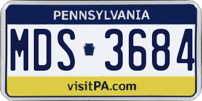 PA license plate MDS3684