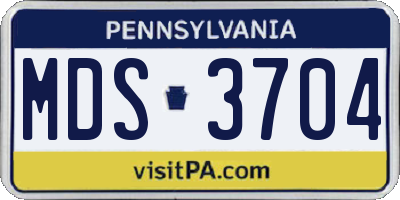 PA license plate MDS3704